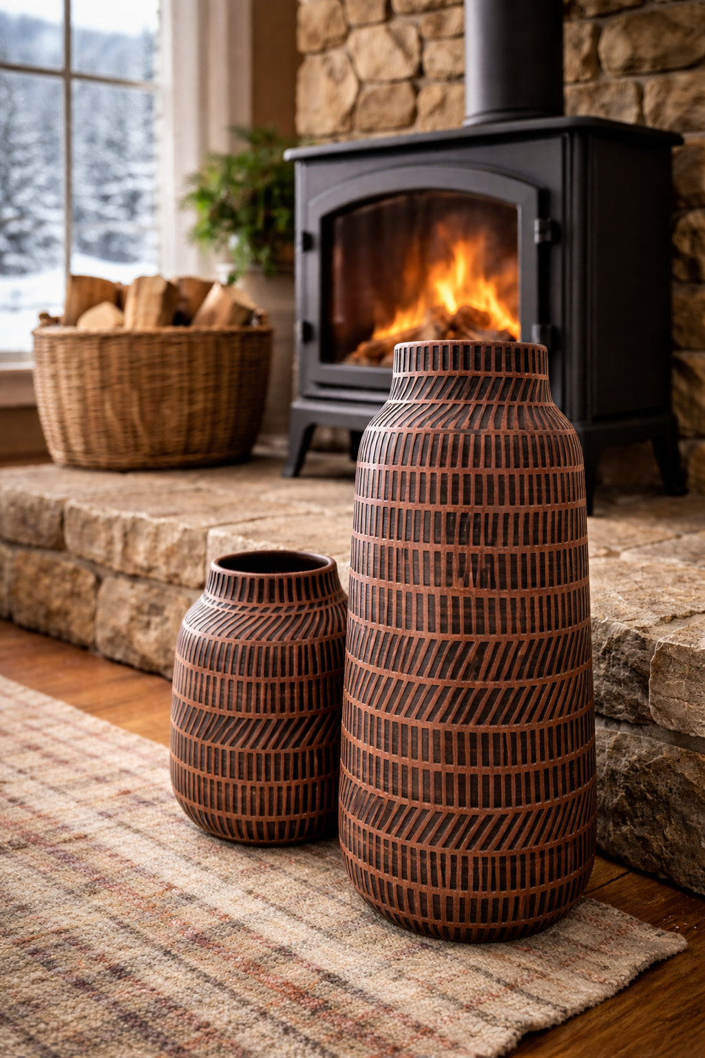 Jarrón de resina marrón