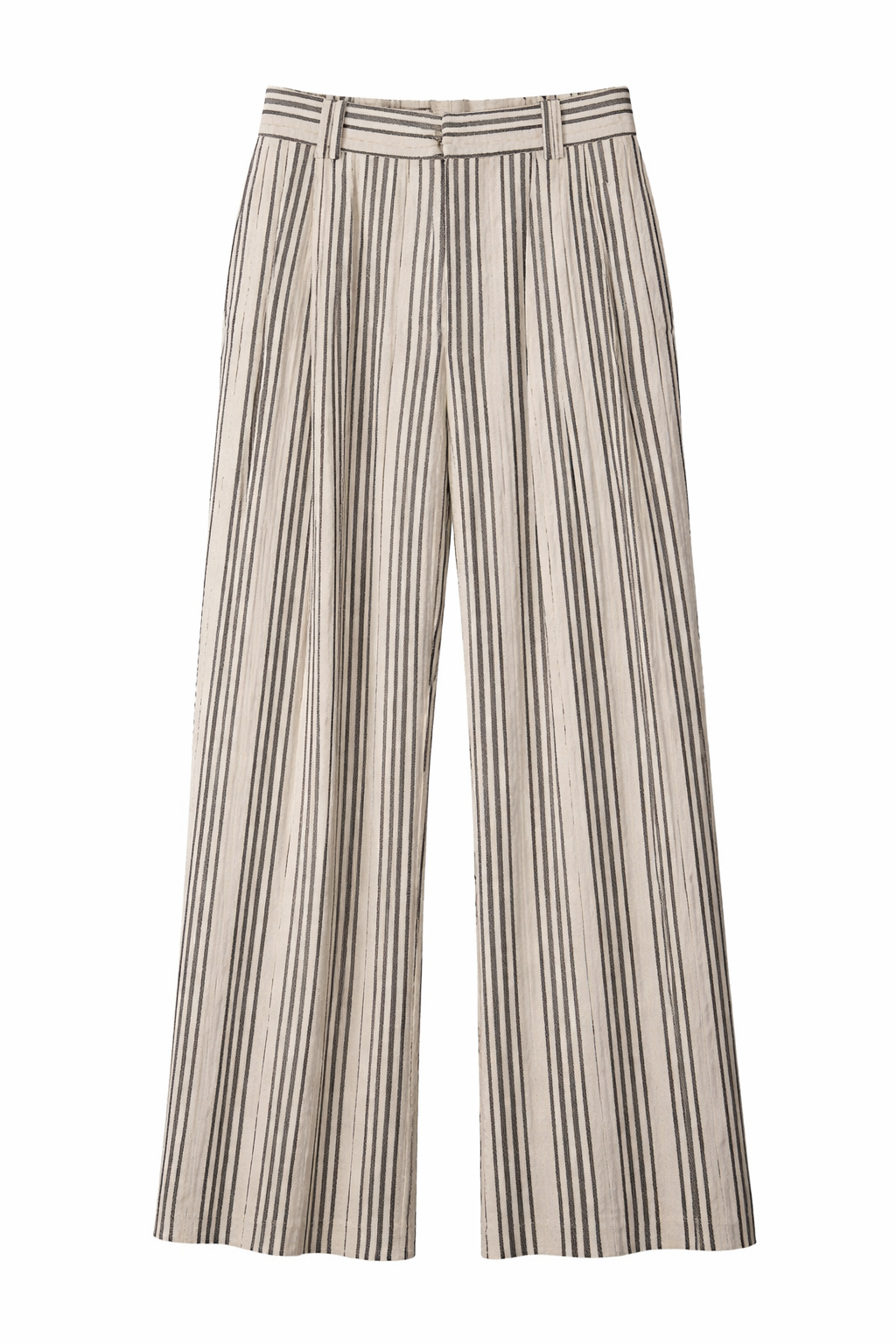 Pantalón en raya vertical en tono crudo