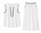 Conjunto de algodón blanco y azul